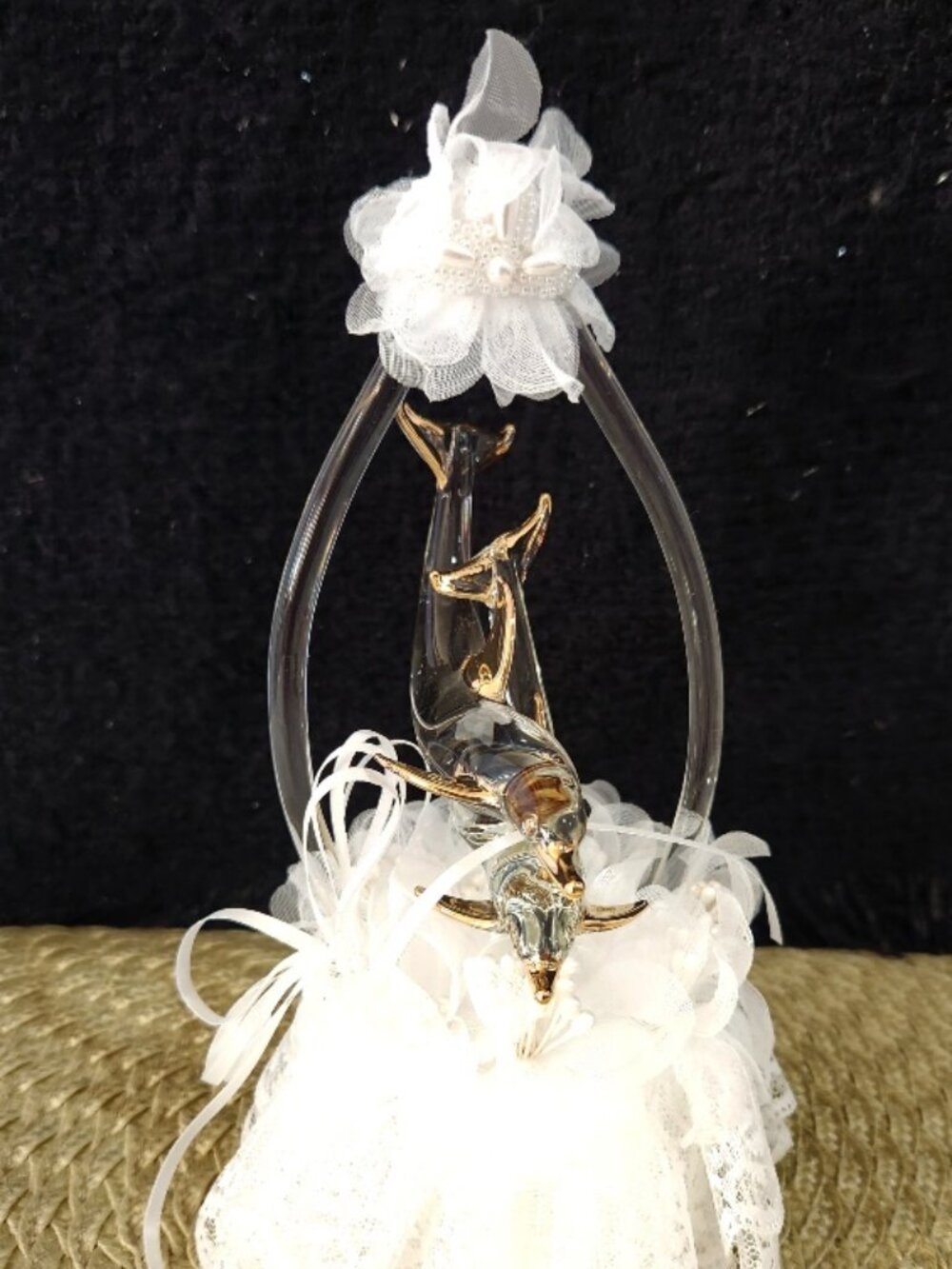 Beautiful Unique Glass Dolphin Wedding Cake Topper